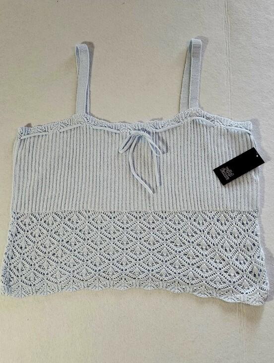 wild fable Tops - wild fable Light Blue Crochet-Trim Knit Cami Size 2xl